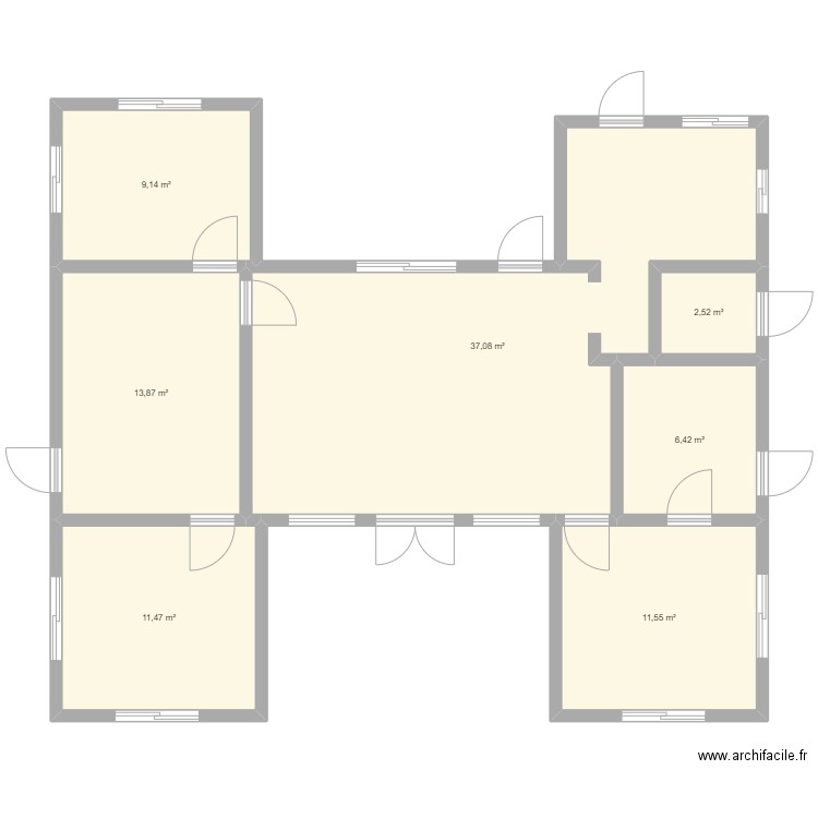 grand campement sans changement sans image de fond. Plan de 7 pièces et 92 m2