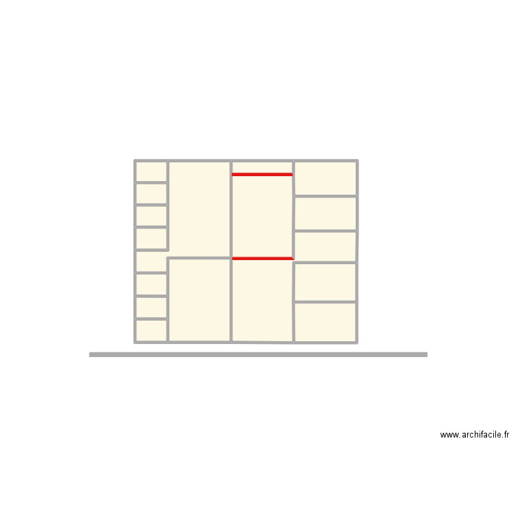 CLOSET MUR FOND. Plan de 15 pièces et 5 m2