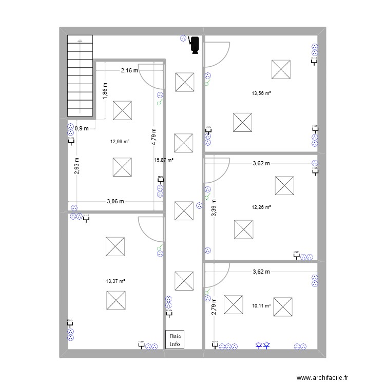 Locaux Sérézin Sauralec. Plan de 6 pièces et 78 m2