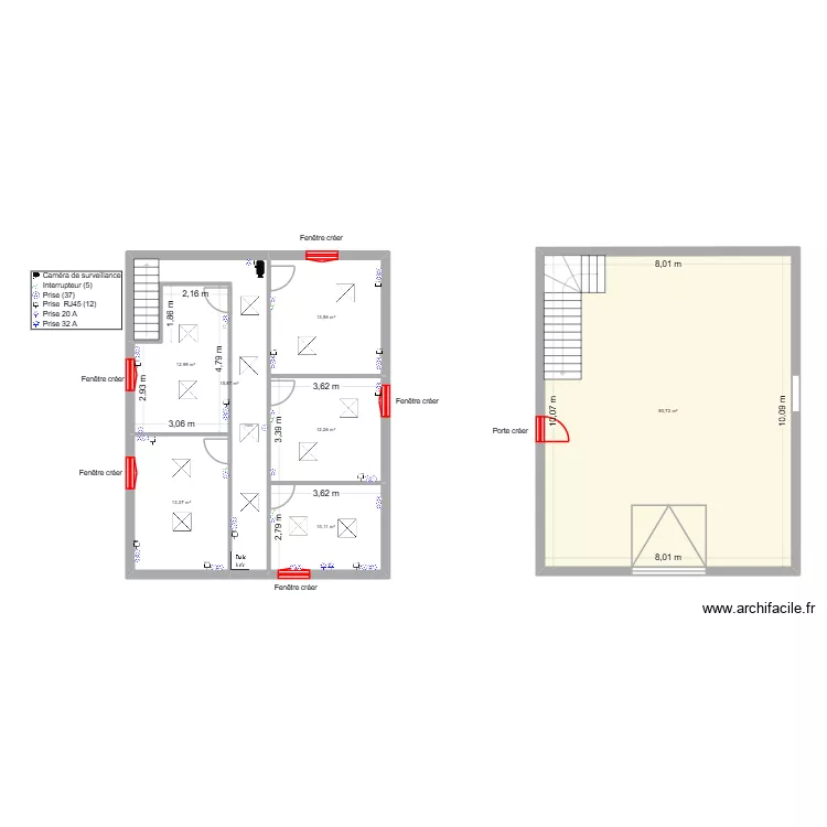 Locaux S&eacute;r&eacute;zin Sauralec. Plan de 7 pièces et 159 m²