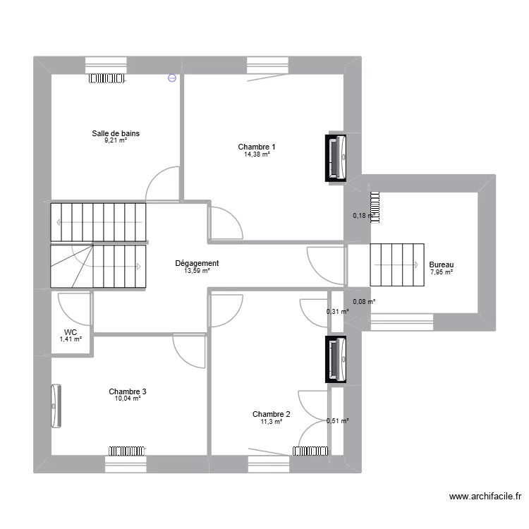 Vincent Viala Niveau 2 projet. Plan de 11  et 69 m²