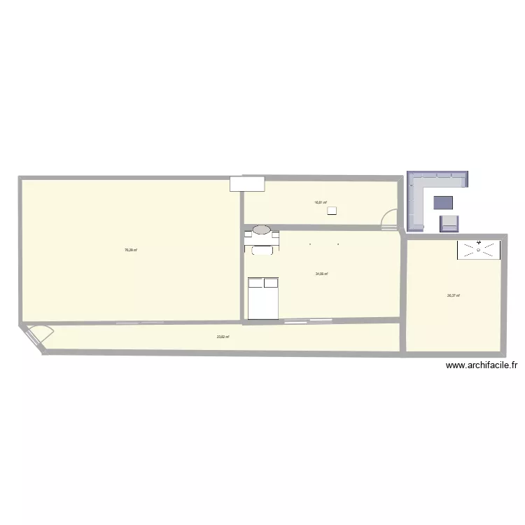 espagnol maison. Plan de 5  et 177 m²