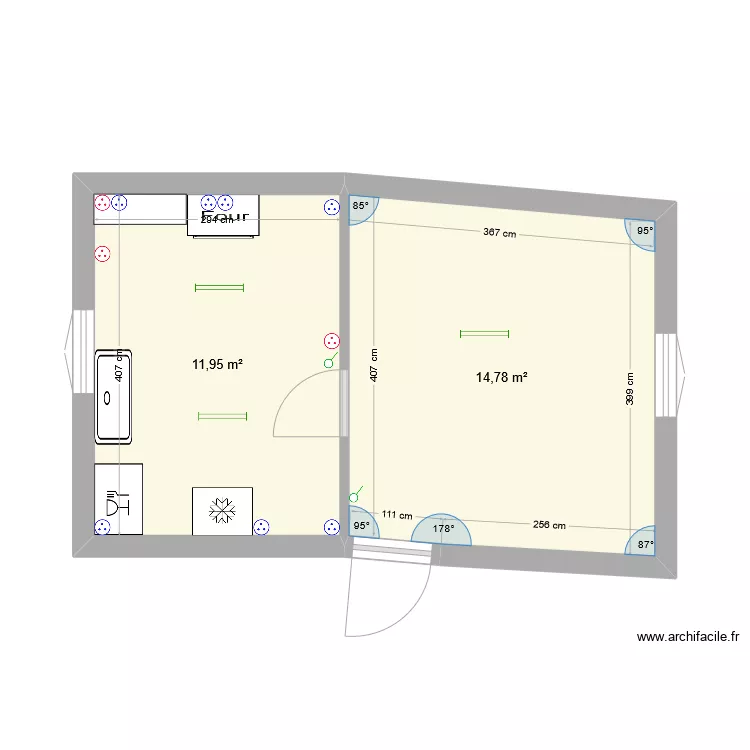 cuisine &eacute;cole. Plan de 