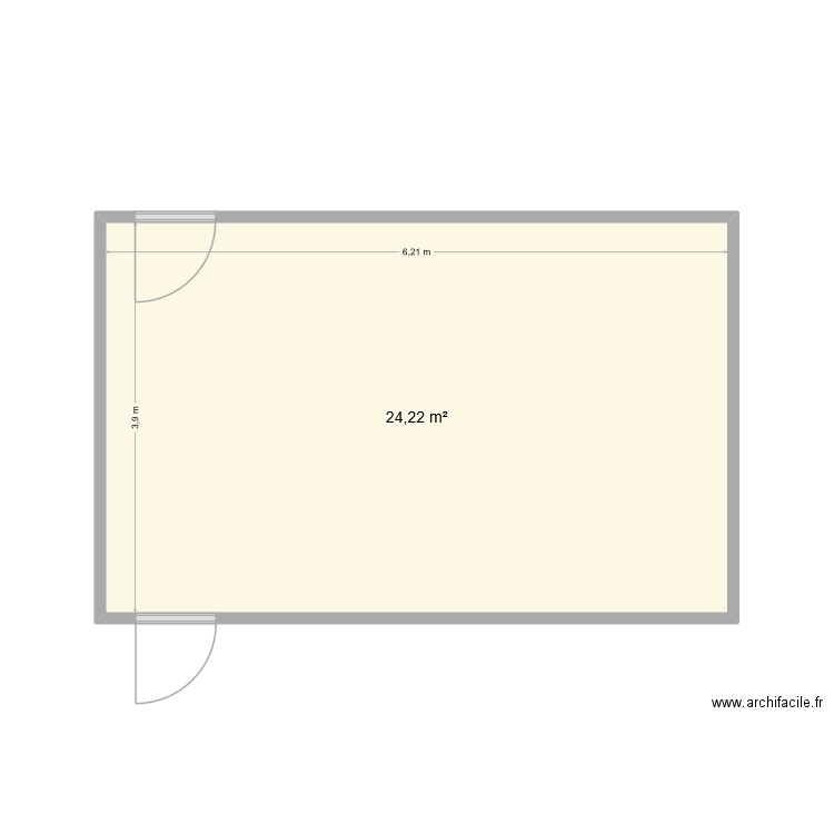 bureau CDQ. Plan de 1 pièce et 24 m2