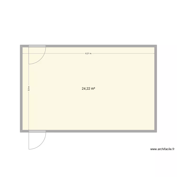 bureau CDQ. Plan de 1 pièce et 24 m²