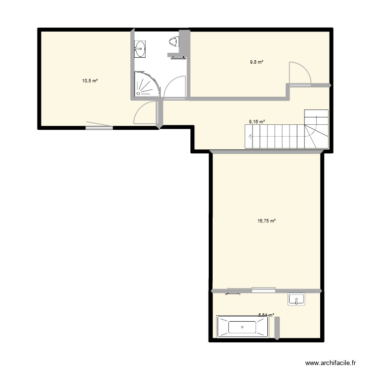 appartement wc douche en rond 2. Plan de 0 pièce et 0 m2