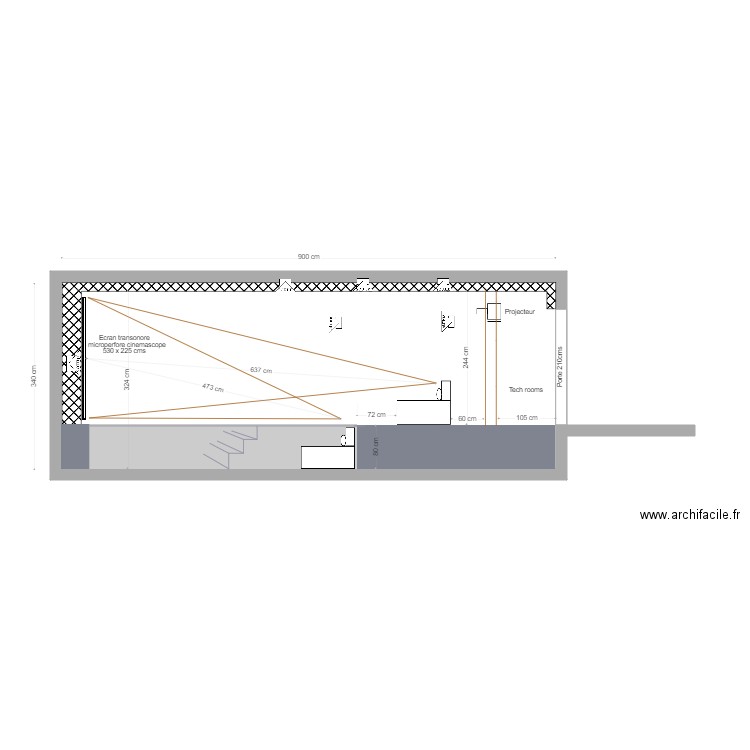 h1h2 elevation cinema. Plan de 1 pièce et 31 m2