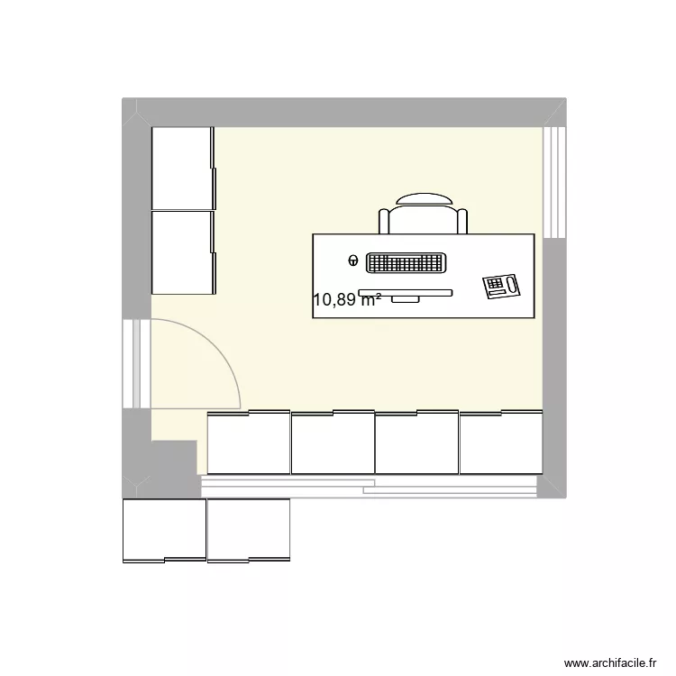 bureau 3. Plan de 1 pièce et 11 m²