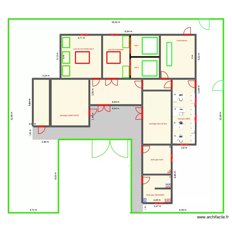 c12 bureau. Plan de 25  et 484 m²