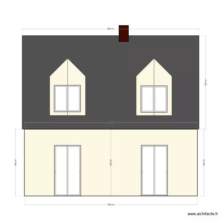 facade salon. Plan de 