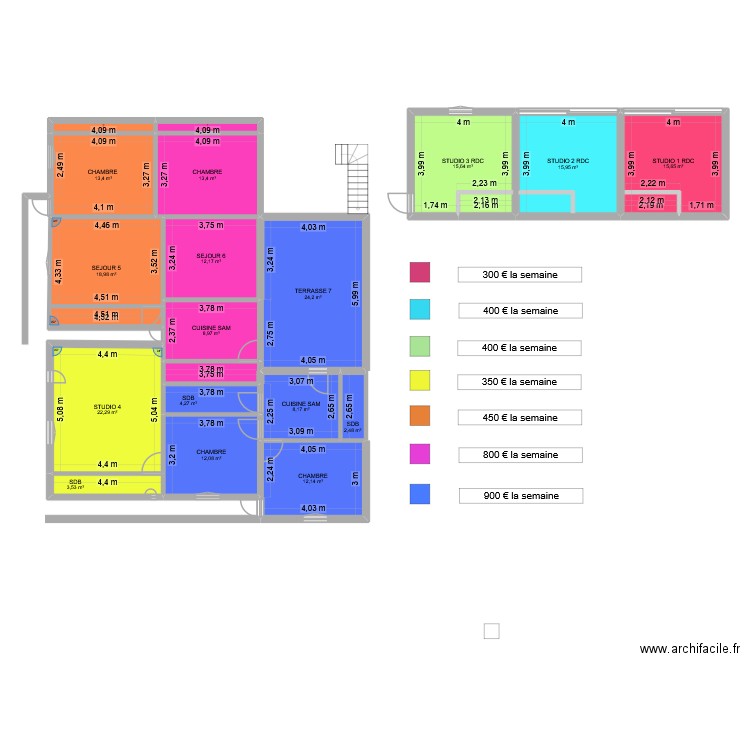SAINT-LEU. Plan de 19 pièces et 209 m2