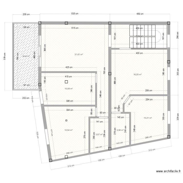 ETAGE 2.1.1. Plan de 9 pièces et 95 m2
