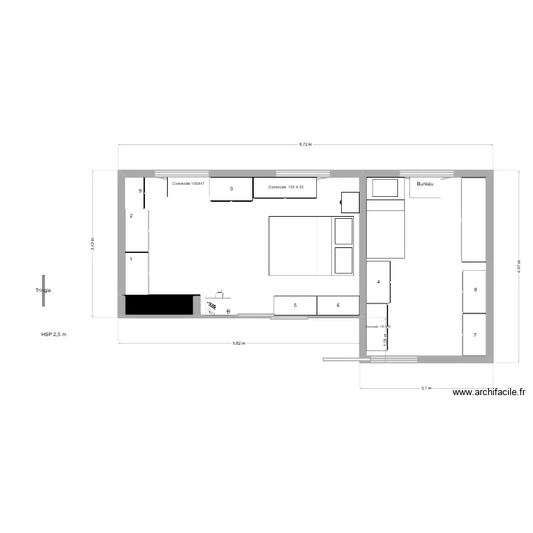 muriers 2. Plan de 3  et 29 m²