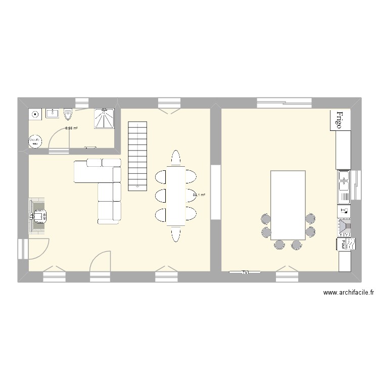 rachailler plans. Plan de 2 pièces et 95 m2