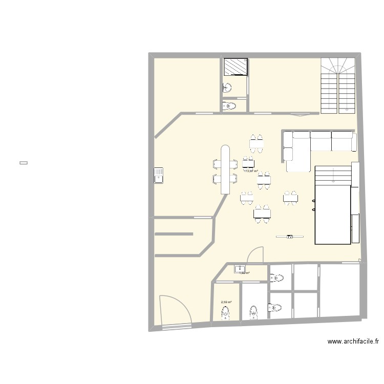 riad. Plan de 3 pièces et 118 m2