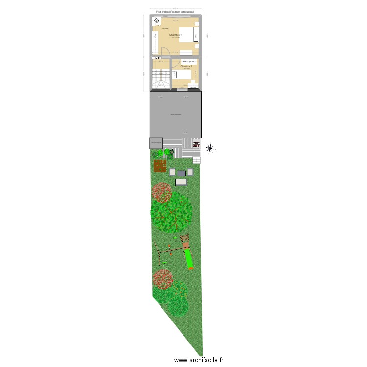 1er étage Châtelineau. Plan de 3 pièces et 29 m2