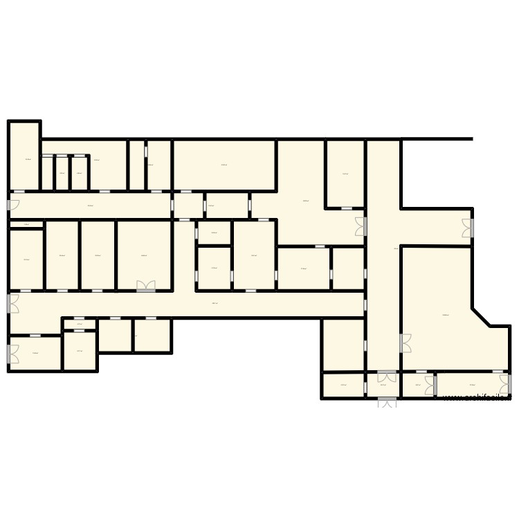 circulation cuisine. Plan de 30 pièces et 1153 m2