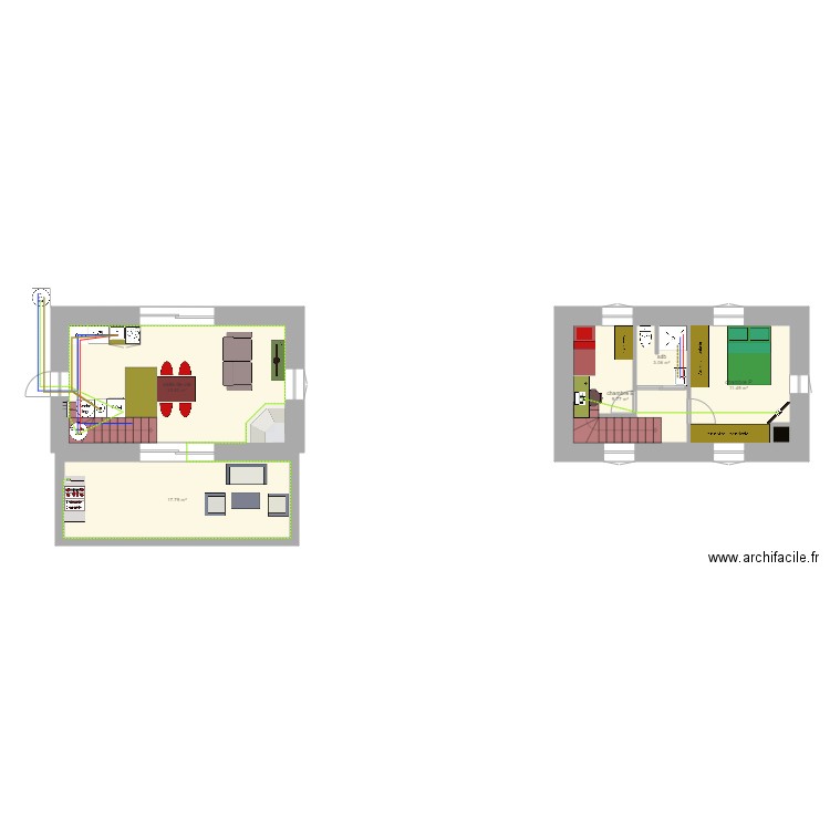 bargue 2e. Plan de 6 pièces et 68 m2