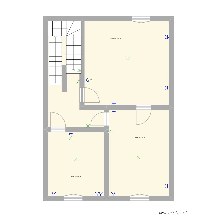Etage 1. Plan de 4 pièces et 56 m2
