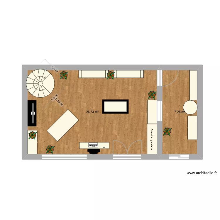 Regale toi. Plan de 2 Pièces et 34 m²