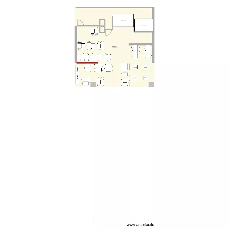 KFC LYON PART DIEU. Plan de 2  et 109 m²