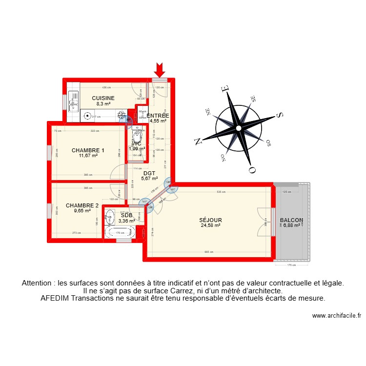 BI 28353-. Plan de 13 pièces et 91 m2