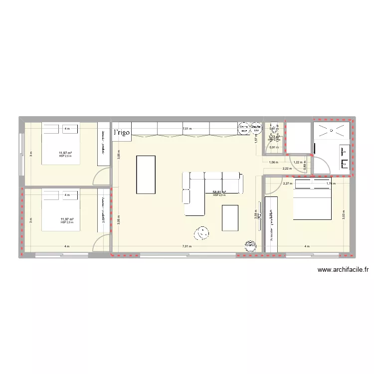 Projet Corse Initial 1. Plan de 4  et 84 m²
