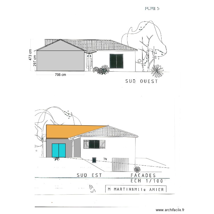 facade sud est ouest. Plan de 0 pièce et 0 m2
