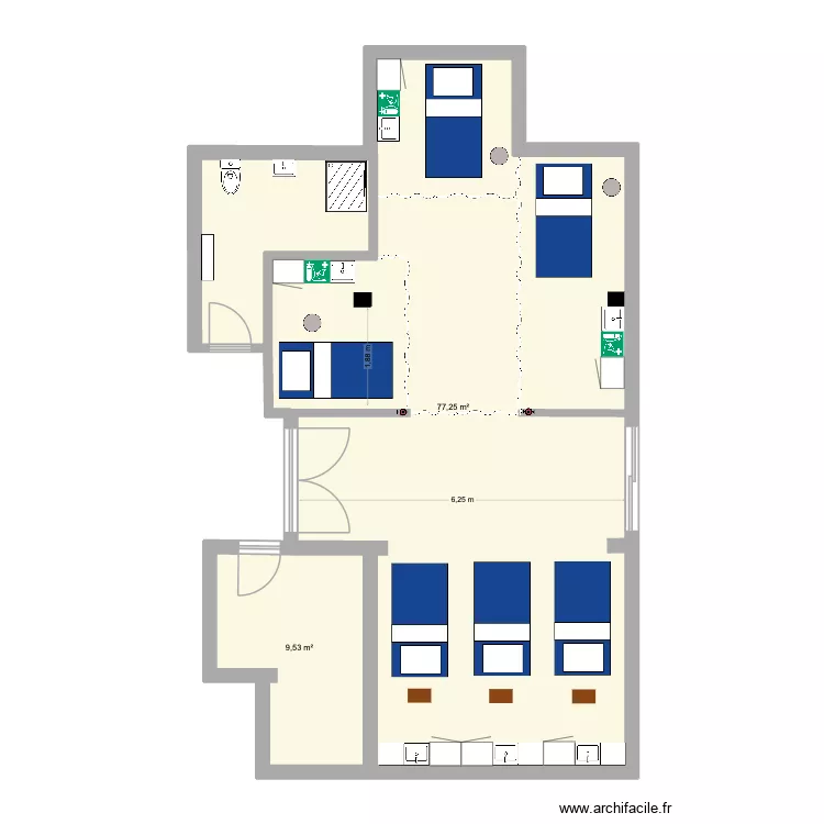 echo option sdd douche. Plan de 2  et 87 m²