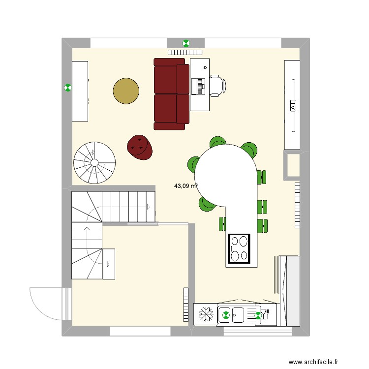 Magnolia RDC - 4. Plan de 1 pièce et 43 m2