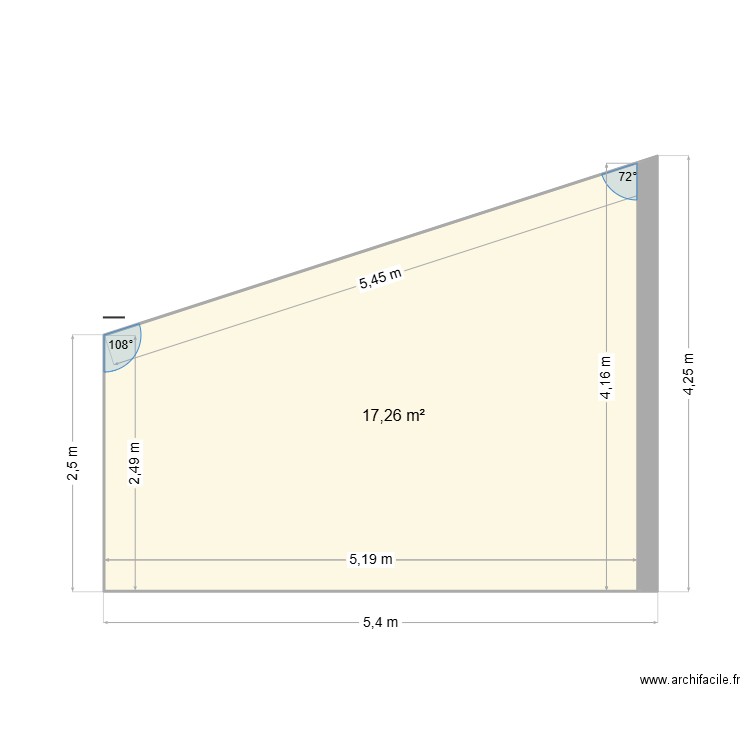 face garage. Plan de 1 pièce et 17 m2