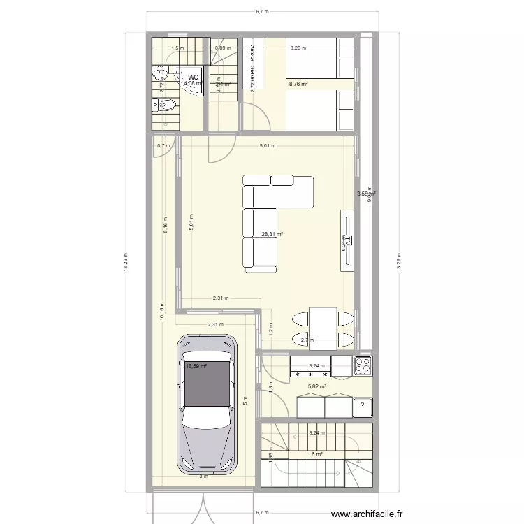 RDC LIMETE Meublé. Plan de RDC LIMETE Meublé. Plan de