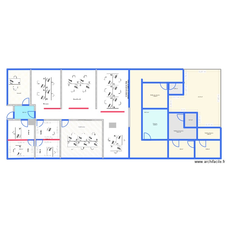 Service commercial 13 oct. Plan de 15 pièces et 219 m2