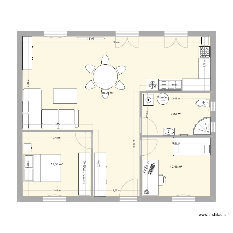plan st sauveur. Plan de 4 pièces et 75 m2