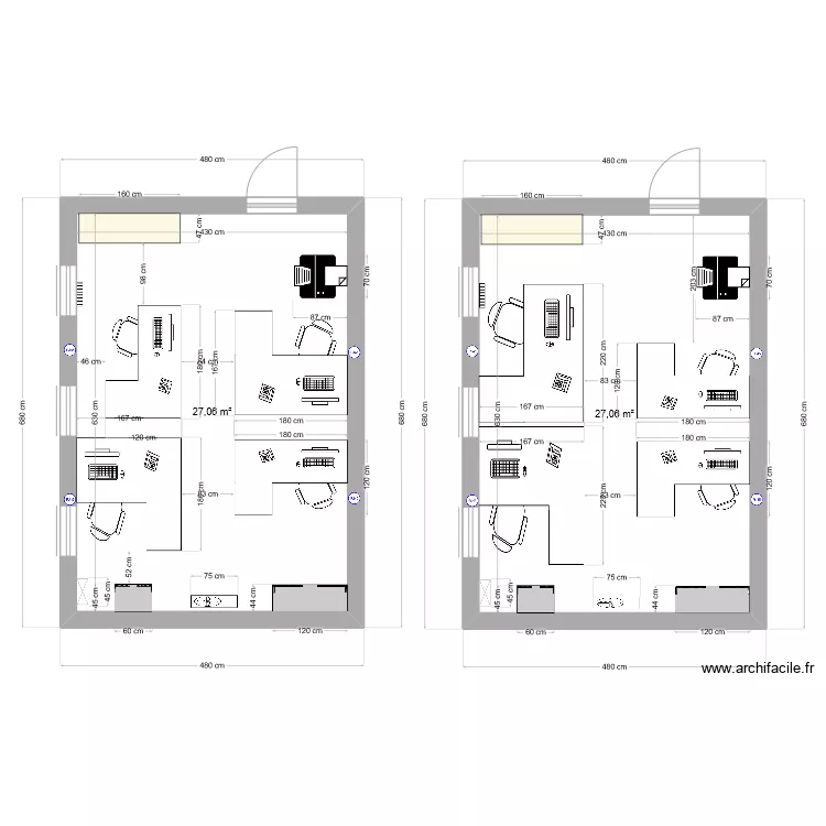 bureau exp&eacute; v1. Plan de 