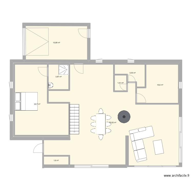 projet comble v2. Plan de 8 pièces et 132 m2