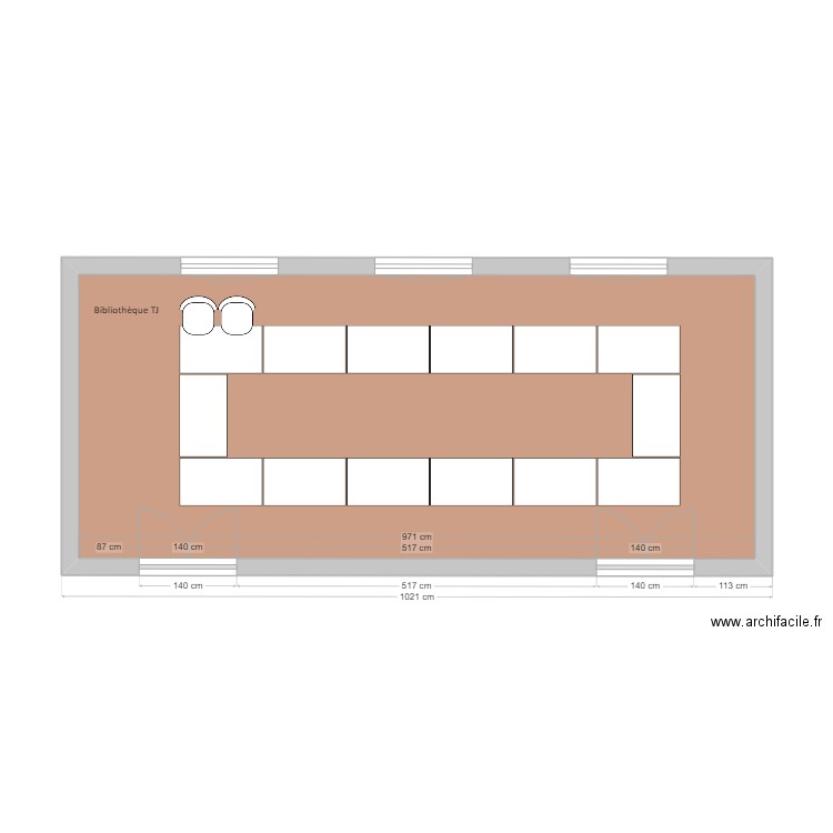 Bibliothèque TJ - C08. Plan de 1 pièce et 40 m2