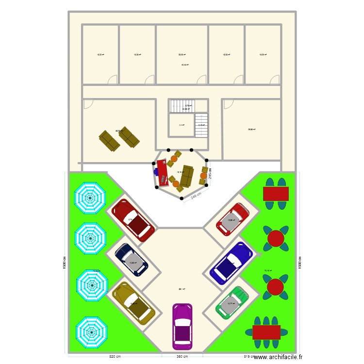 amenagement rdc. Plan de 22 pièces et 521 m2