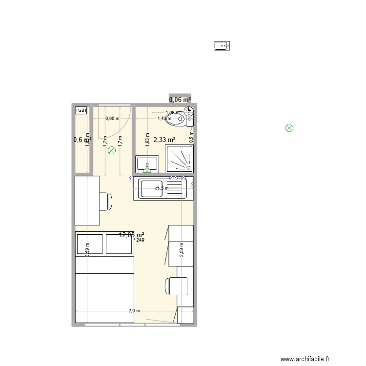 AL EVRY BICHES V1. Plan de 4 pièces et 15 m2