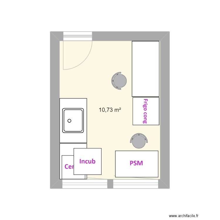 Plan labo cloison avancée porte latérale. Plan de 0 pièce et 0 m2