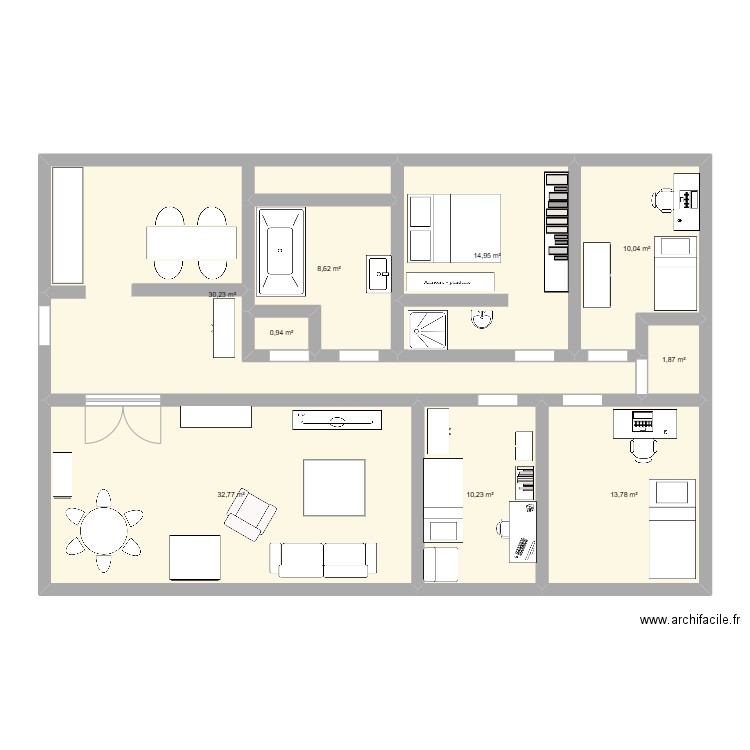 Chez Mobz. Plan de 9 pièces et 123 m2