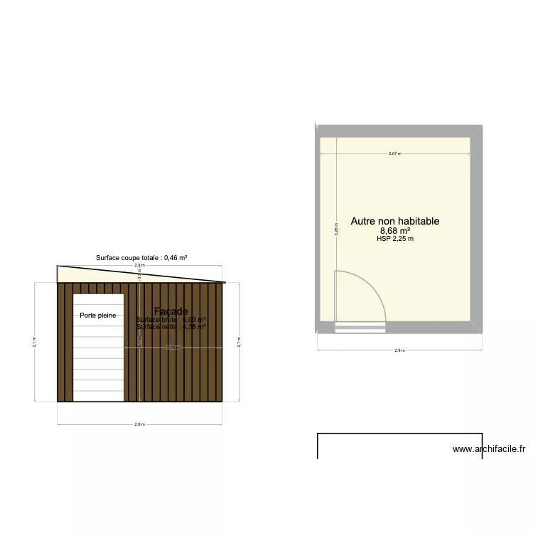 Annexe St MARTIN. Plan de 1 et 9 m² Annexe St MARTIN. Plan de 1 et 9 m²