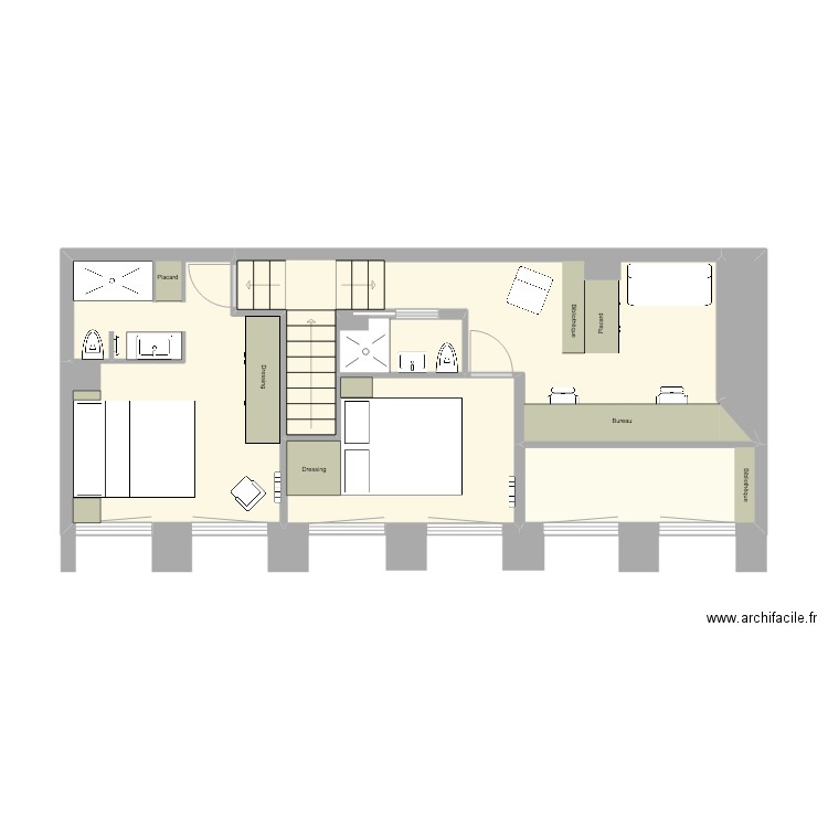 Annecy modif Étage 2. Plan de 6 pièces et 45 m2