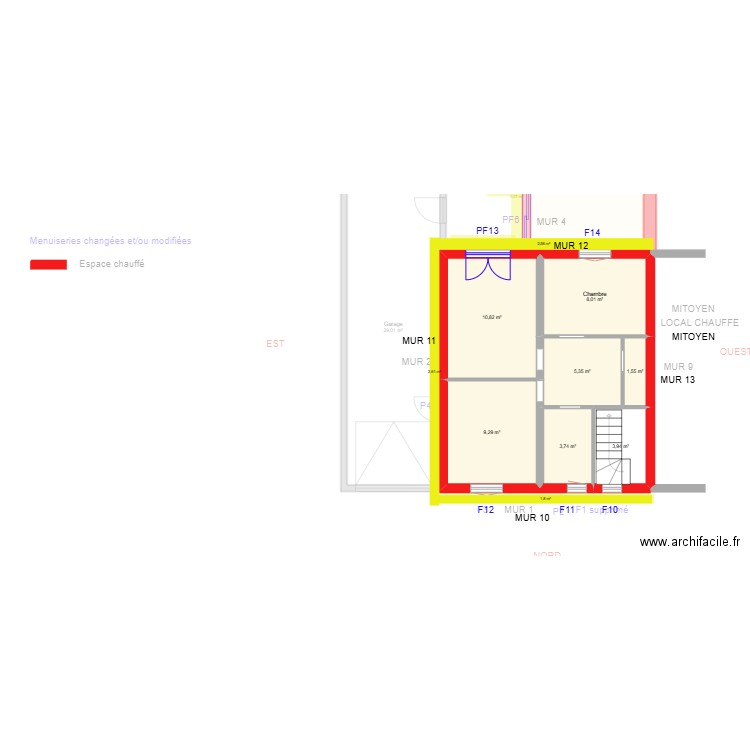 CHENE_ Projet. Plan de 13 pièces et 133 m2