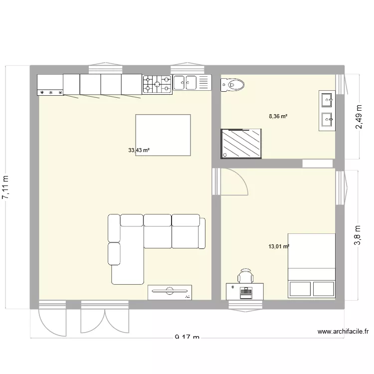 M.ETIENNE. Plan de 3  et 55 m²