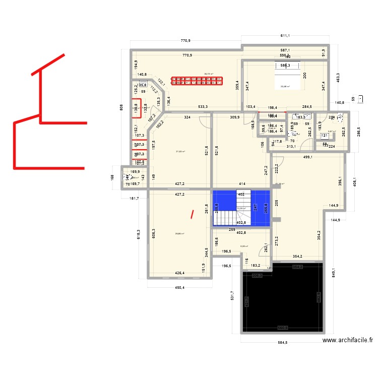 PLAM verier12. Plan de 39 pièces et 225 m2