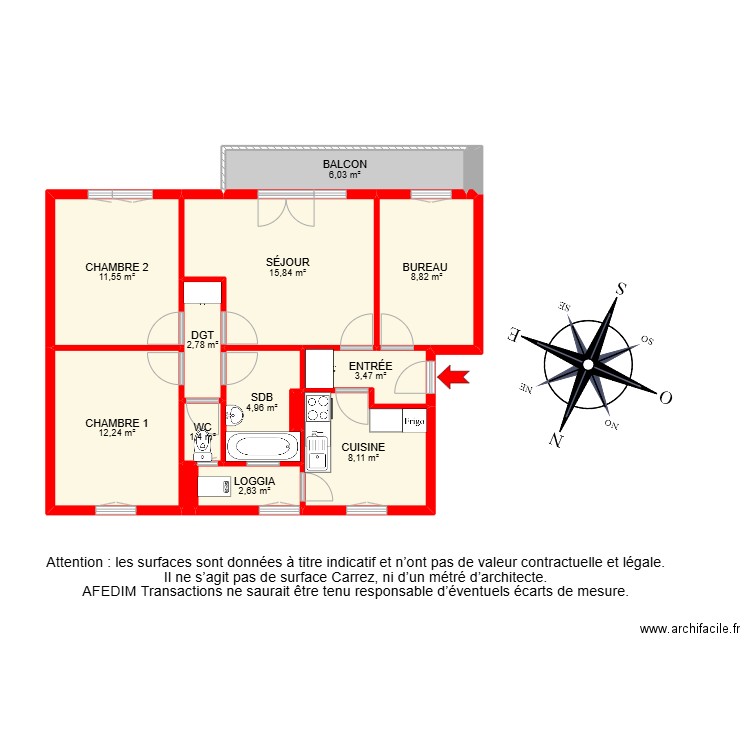 BI 27569-. Plan de 16 pièces et 86 m2