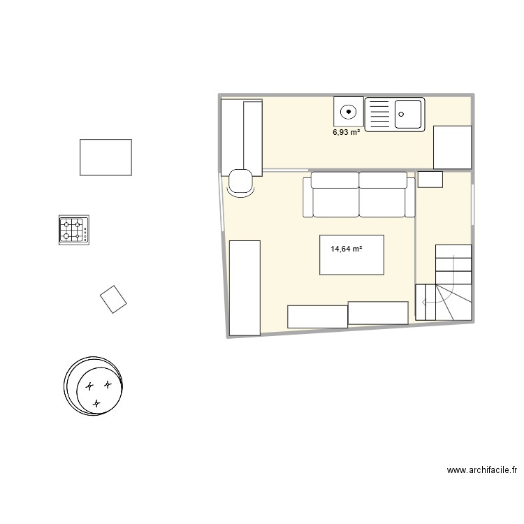 Maison  Havre. Plan de 2 pièces et 22 m2