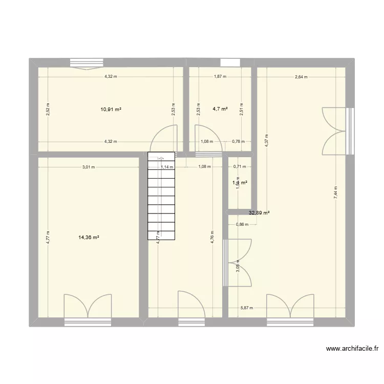 cyril existant 4. Plan de 5  et 64 m²