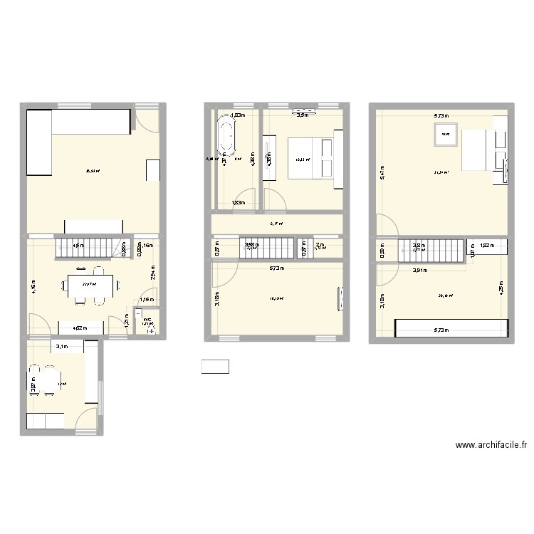 NEW3. Plan de 14 pièces et 174 m2